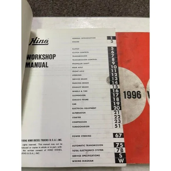 1996 Hino Truck Fd Fe Ff Sg Workshop Service Repair Shop Manual Set Oem